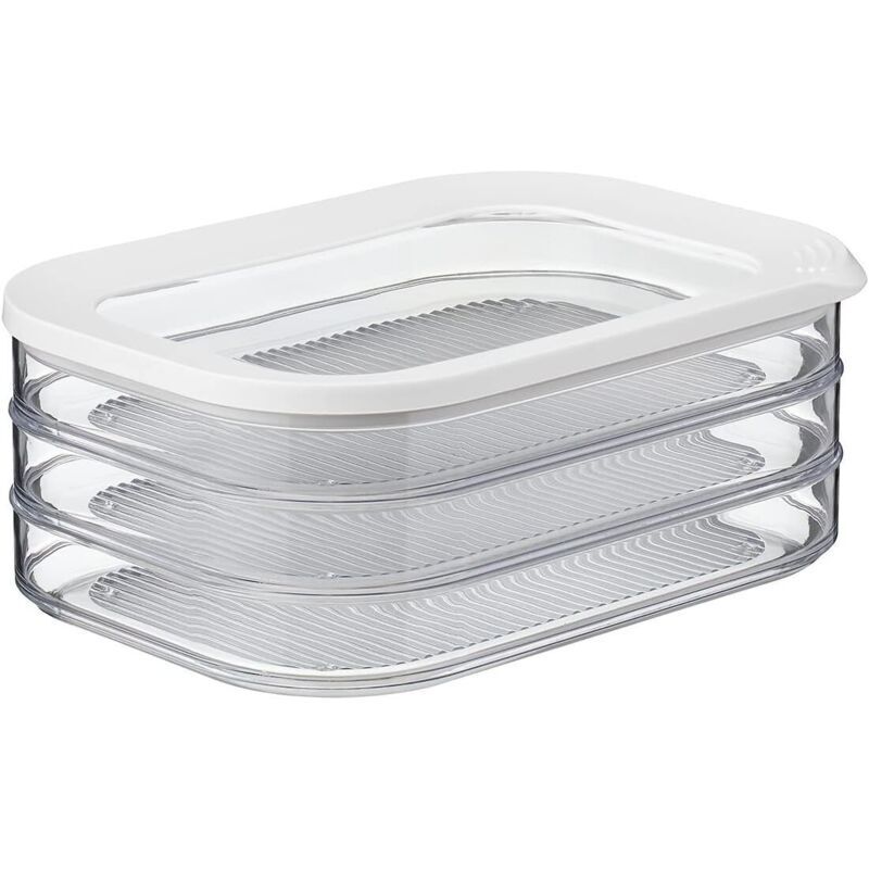 3-stöckige Wurstbox – Aufbewahrungsbox Für Wurstwaren Im Kühlschrank – Drei Separate Behälter – Spülmaschinenfest – 22,5 X 16 X 9 Cm