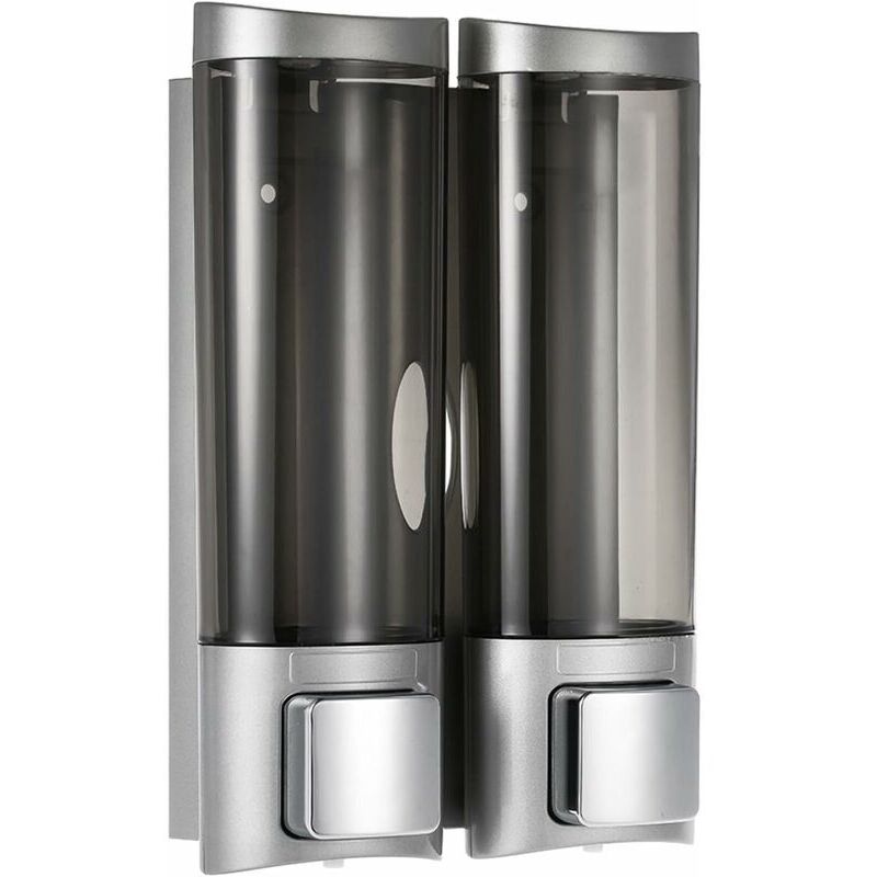 Seifenspender, 2 X 200 Ml, Wandmontage Für Bad, Wc, Hotel (silber)
