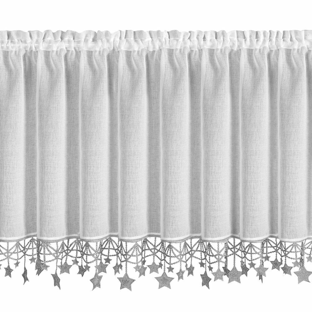 Weihnachtskranz 60x150 Cm Weiß Mit Silbernen Sternen