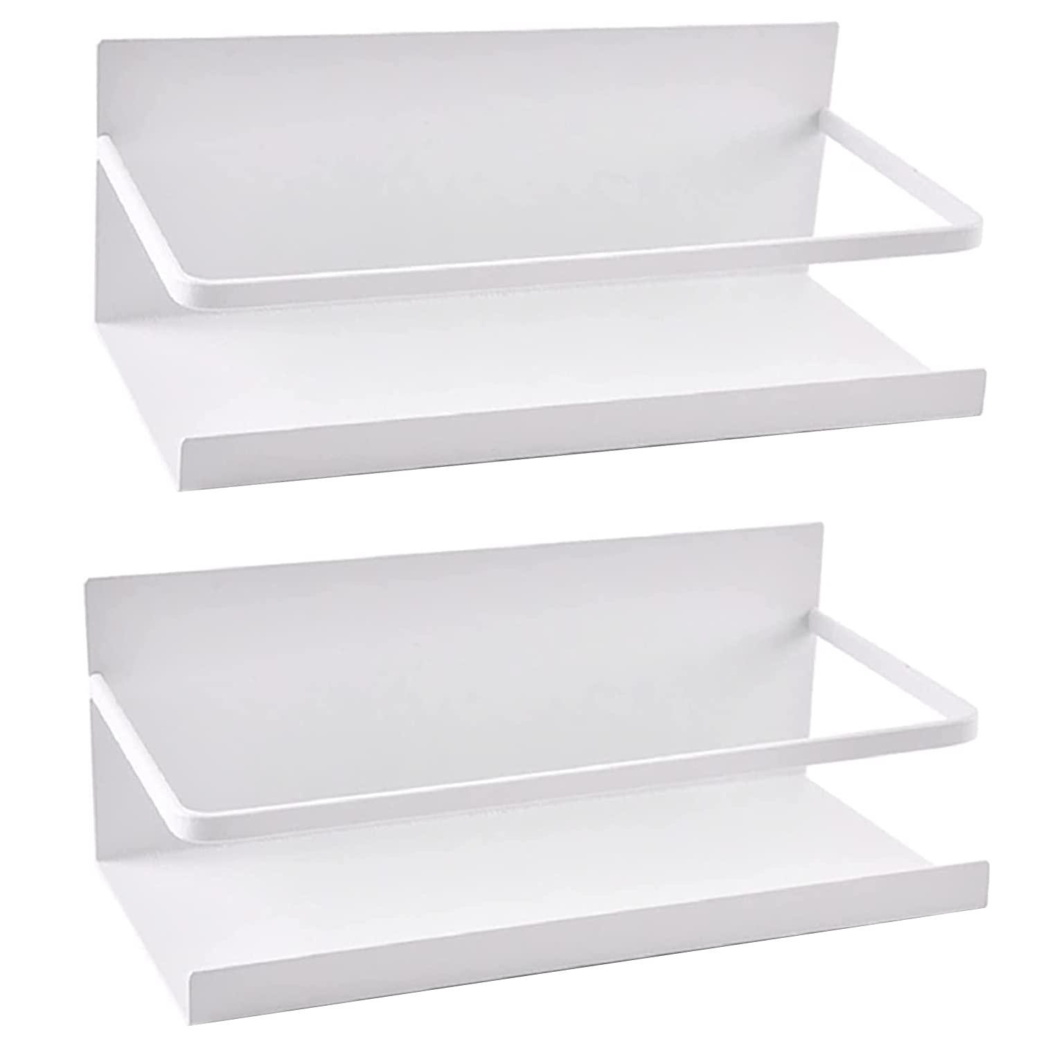 Magnetisches Kühlschrankregal, 2er-pack Magnetisches Gewürzregal, Selbstklebendes Küchenaufbewahrungsregal (weiß)
