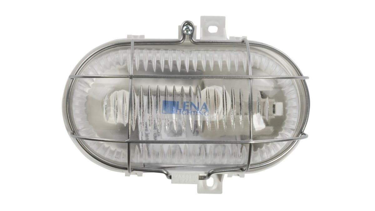 Ovale 1x60w E27-kanalleuchte, Schutzklasse Ii, 230v Ip44, Mit Verstärktem Metallgitter, Weiß, Prismatisch, Schutzklasse 320170/eu