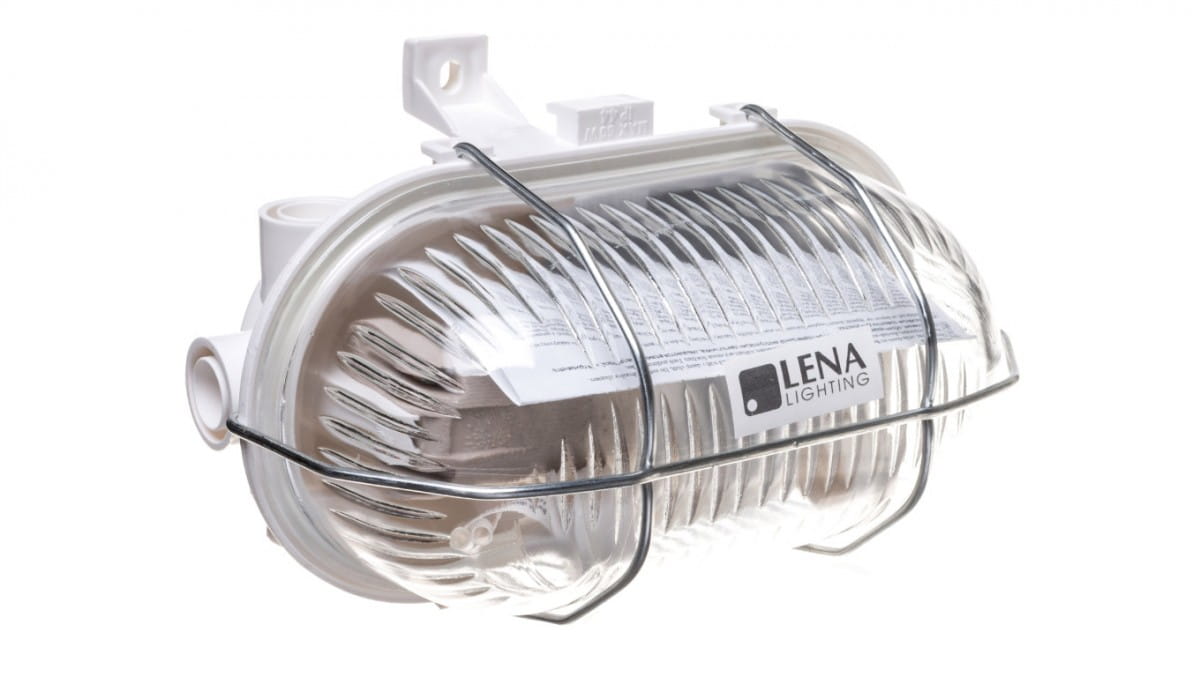 Ovale Kanalleuchte 1x60w E27 Schutzklasse Ii 230v Ip44 Mit Metallgitter, Weiß 321177/eu