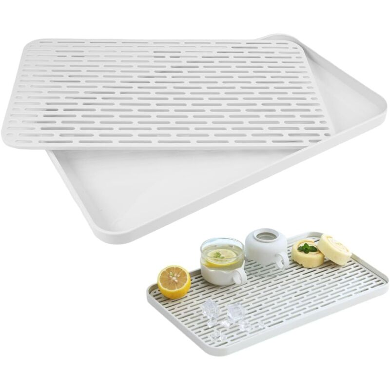31 X 17,5 X 2,2 Cm Abtropfmatte Aus Kunststoff – Saugfähige Abtropfmatte, Abtropf- Und Trockenschale Für Tassen, Schüsseln, Obst, Weiß