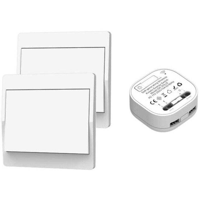 Drahtloser, Batterieloser, Wandmontierter Zweiwege-fernbedienungsschalter, Autark, Keine Verkabelung Erforderlich, Sender Für Wandpanel (2-wege-set), Wasserdicht Für Den Innen- Und Außenbereich