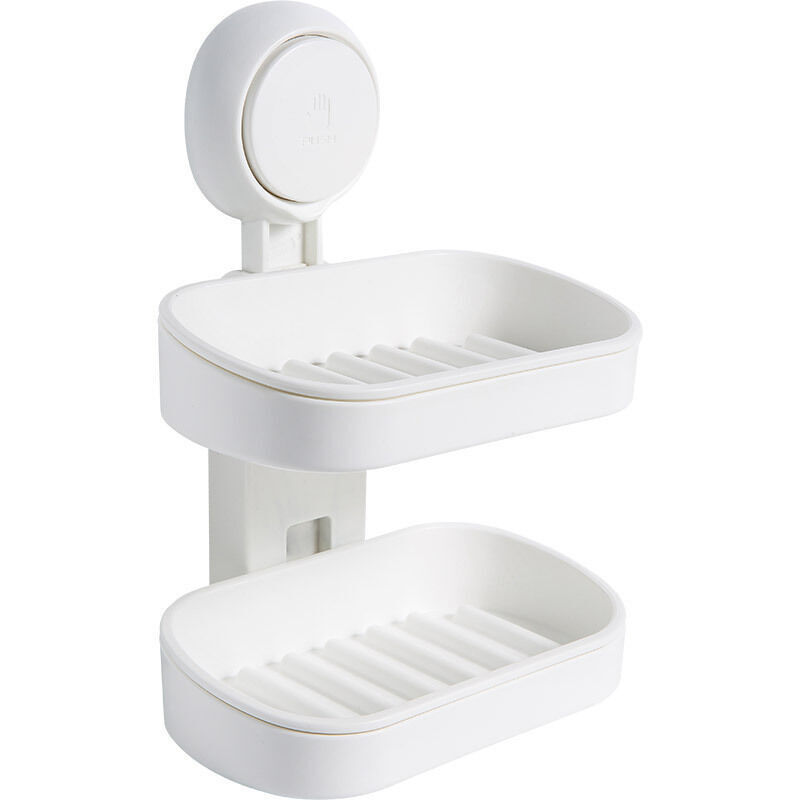 Doppelschichtige Seifenschale Mit Saugnapf Seifenhalter, Starker Schwammhalter Für Dusche, Bad, Wanne Und Küchenspüle, Ohne Bohren, Herausnehmbar