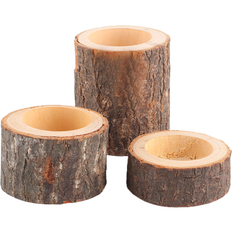 3-teiliges Kerzenhalter-set Aus Holz, Teelichthalter, Für Rustikale Hochzeitsfeiern, Geburtstage Und Feiertage