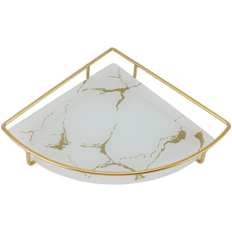 Leichte Badezimmer-ablageschale, Luxuriös Dekorativ, Goldfarbene Textur, Dreieckiger Organizer Für Seife, Papierhandtücher, Schmuck, Make-up, Weiß