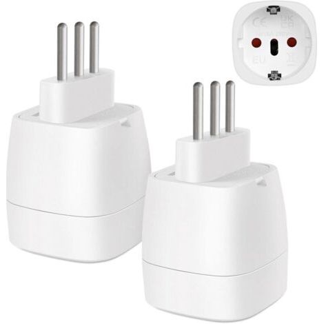 [2er-pack] Italien-reiseadapter, Europäischer 2-pin-stecker Auf 3-pin-stecker Typ L, Italien-steckeradapter Für Syrien, Uruguay, Chile Und Die Malediven