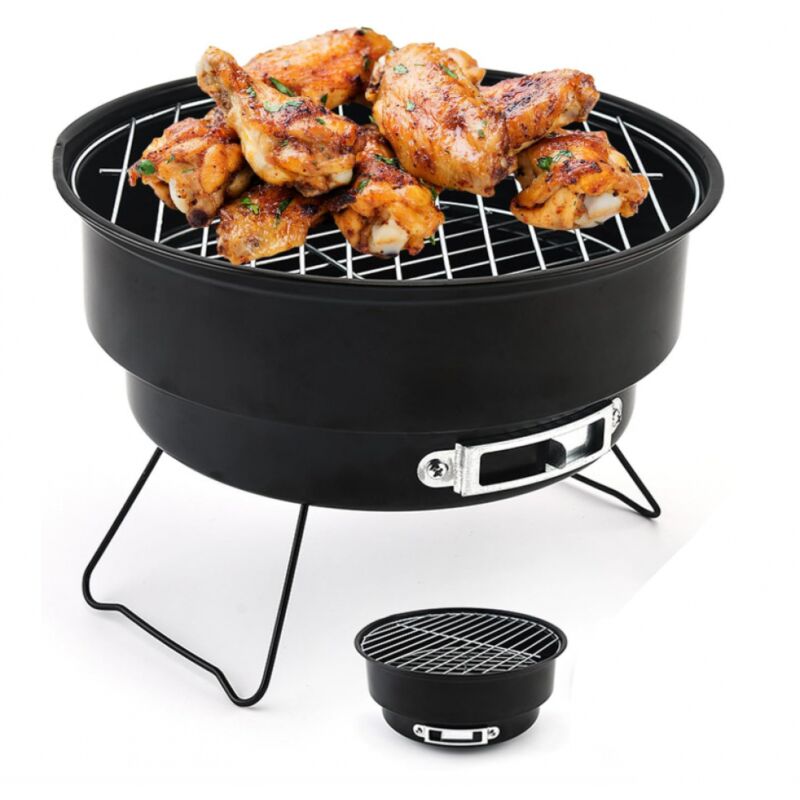 Tragbarer Mini-klappgrill 26x26cm Mit Tasche Für Camping, Garten, Terrasse, Reisen