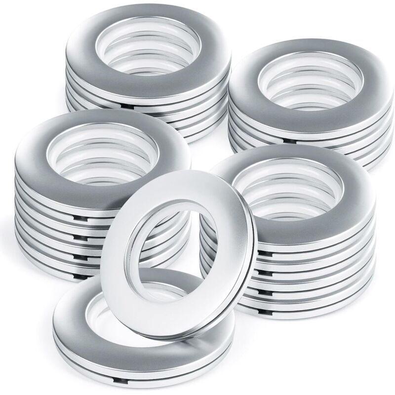 Set Mit 16 Starren Kunststoff-ösenringen, 40 Mm Innendurchmesser, Mit Integrierten Clips Für Dusch-, Fenster- Und Badezimmervorhänge, Einfache Montage