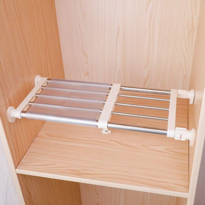 Erreichbares Metall-spannregal Und Aufbewahrungsstange – Verstellbarer Organizer – Raumteiler Für Kleiderschrank, Abstellraum, Küche Und Badezimmer