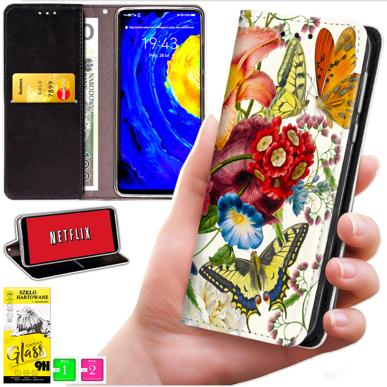 Brieftaschenhülle Für Samsung Galaxy A36 / A56 – Blue Moon Cover Print + 9h-glas