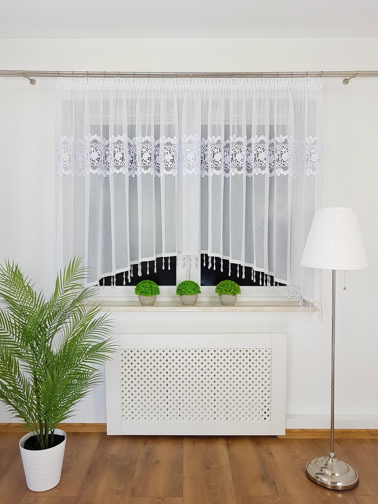 Fertiger Zobel-vorhang Mit Guipure-spitze Und Perlen, Schleife Und Raffband – Eleganter Vorhang Für Das Wohnzimmer, 400 X 160 Cm