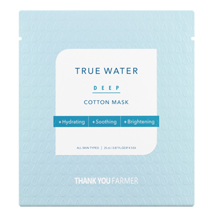 Vielen Dank An Den Landwirt Für Die True Water Deep Cotton Mask (1 Stück). Tuchmaske, Getränkt Mit Feuchtigkeitsessenz.