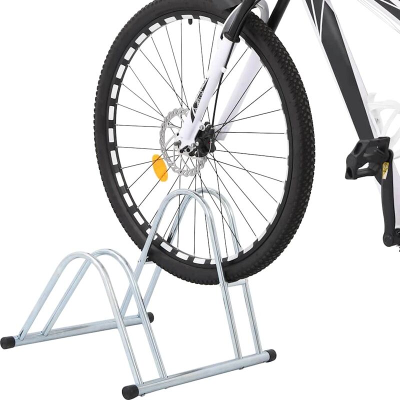 Freistehender, Bodenmontierter Fahrradständer Für 2 Fahrräder, Verzinkter Stahl