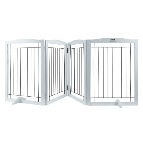 Freistehendes Hundetor, Haustiertor, 610 X 813 Mm Türschutzgitter 4-platten-faltbares Hundetor Für Breite & Schmale Durchgänge, Erweiterbare Klappbare Hundebarriere, Weißes Treppenschutzgitter