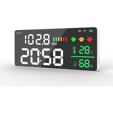 Tuya – 4-in-1-wlan-dezibelmesser, Temperatur- Und Feuchtigkeitsmesser, Wecker, 11-zoll-led-farbdisplay, Intelligentes Pairing, App-basierte Geräuschsteuerung