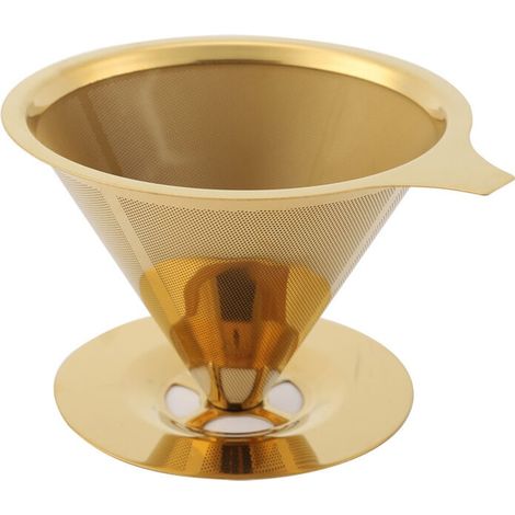Kaffeefilter Aus Edelstahl, Titan Und Gold Mit Becherhalter Und Griff
