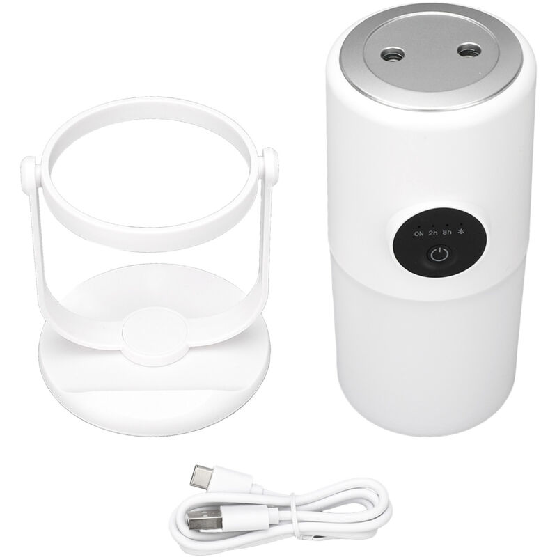 Usb-wiederaufladbarer Tisch-luftbefeuchter, Leise, Zwei Nebelmodi, 300 Ml, Kühle Luftbefeuchter Mit Ständer Für Schlafzimmer, Reisen, Büro, Zuhause, Weiß