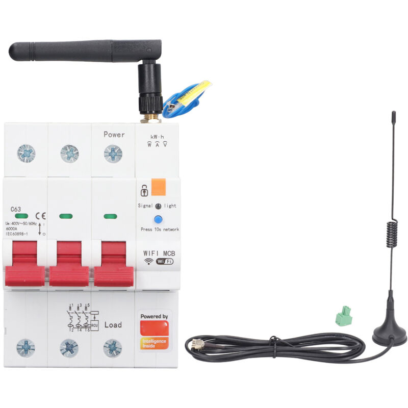 3p 63a Wlan-messleistungsschalter, Fernsteuerung, Zeitverzögerte Schaltung, Intelligenter Fehlerstromschutzschalter, Ac400v