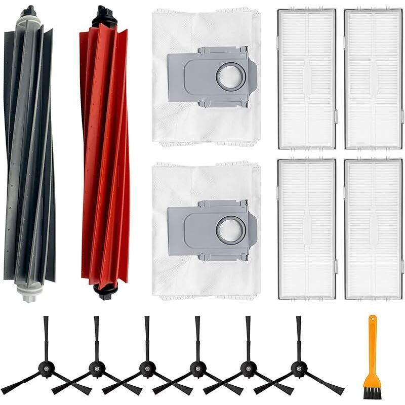 Zubehörset Für Roborock S8+ Und S8 Pro Ultra Saugroboter: Ersatzteile, 2 Gummibürsten, 2 Staubbeutel, 6 Seitenbürsten, 4 Filter, 1 Bürste