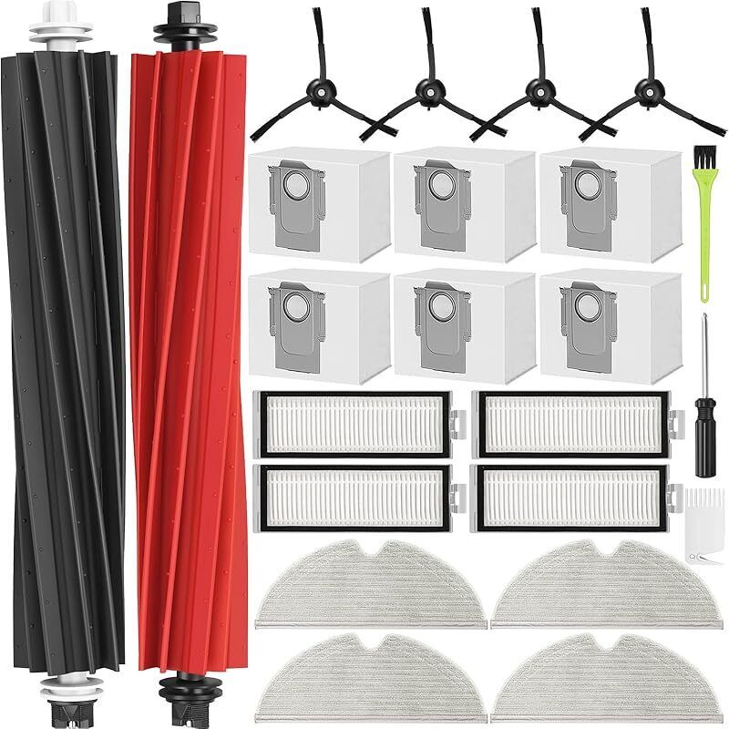 Zubehörset Für Roborock Q8 Max+/q5 Pro+/q8 Max Plus/q5 Pro Plus: Ersatzteile Für Q5 Max+ (2 Hauptbürsten, 4 Hepa-filter, 4 Reinigungstücher, 4 Seitenbürsten, 6 Staubbeutel)