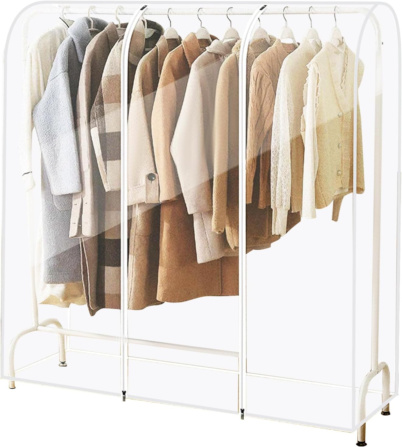 Housse De Tringle À Vêtements Transparente Avec Fermeture Éclair Robuste Et Poche Pour Documents, Housse De Placard, Tringle Non Incluse