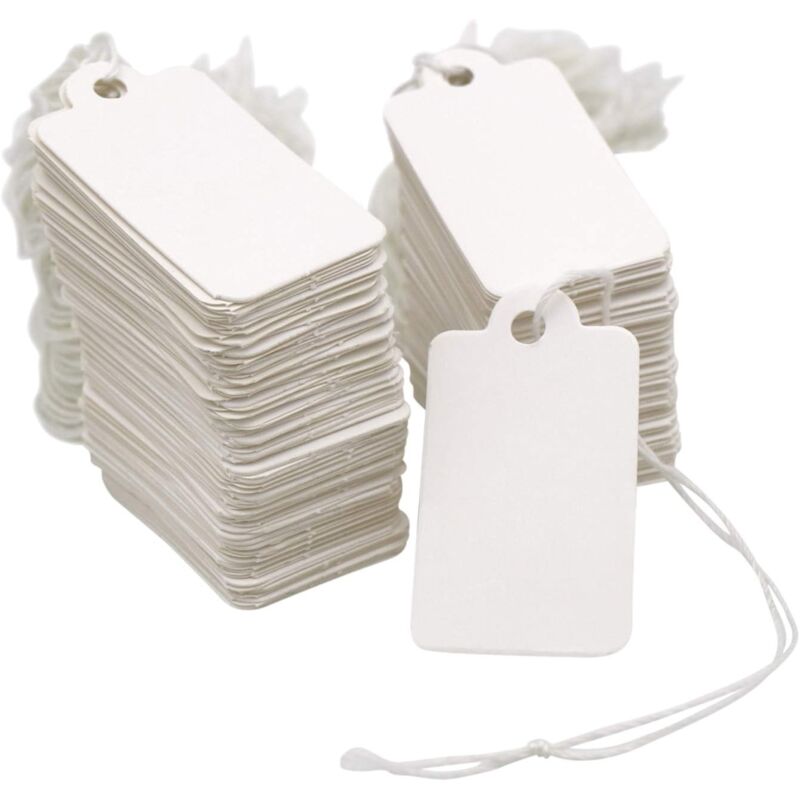 Kleine Weiße Preisschilder, 500 Stück, 28 Mm X 45 Mm, Schmuck-beschriftungsetiketten Mit Schnur, Schmuck-papierkarten, Dünne Baumwollschnur, Handbeschreibbare Leere Anhängeetiketten