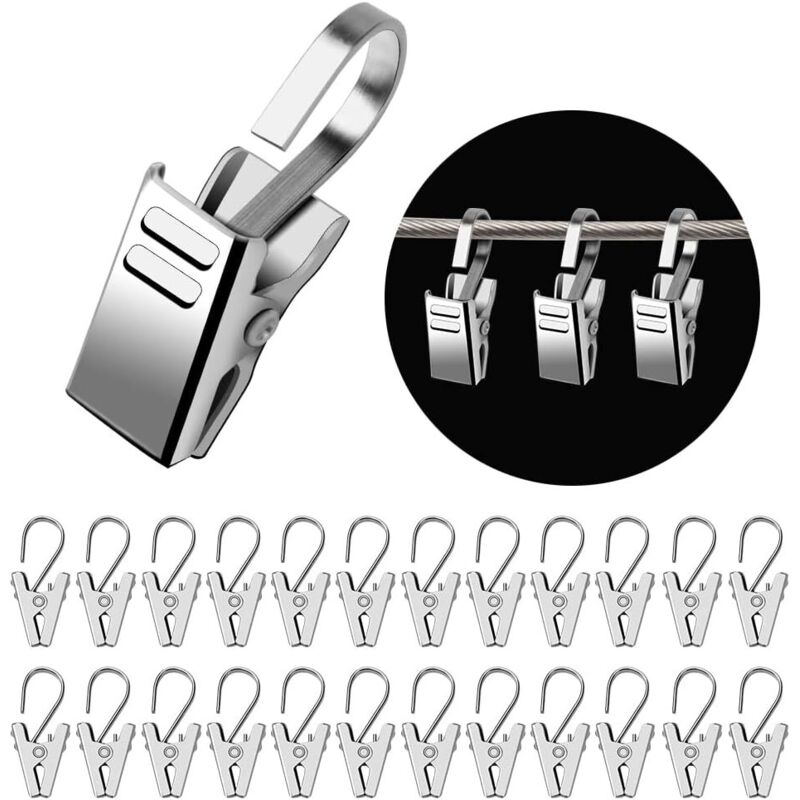 Set Mit 50 Metall-gardinenclips, Silberfarbene Edelstahlclips Und -haken, Clipringe Für Vorhänge, Duschvorhänge, Fotos, Lichter