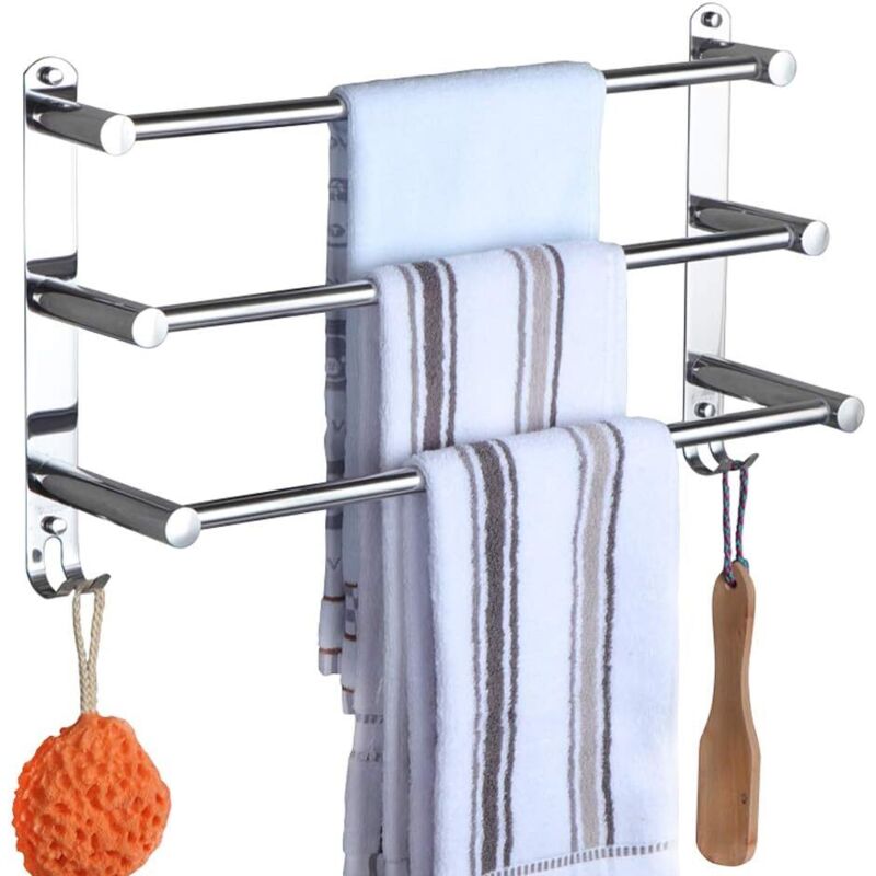 50 Cm Handtuchstange, Handtuchhalter Aus Verchromtem Edelstahl Zur Wandmontage, Ausziehbare Handtuchstange (49–90 Cm) Mit Haken