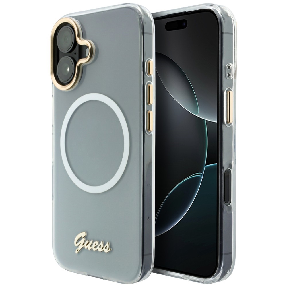 Guess Iml Gradient Script Metal Magsafe Hülle Für Iphone 17 Weiß