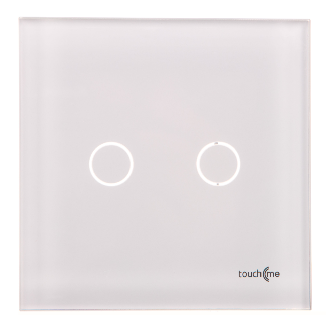 Touchme Großes Glaspanel, Doppelschalter, Weiß Tm702w