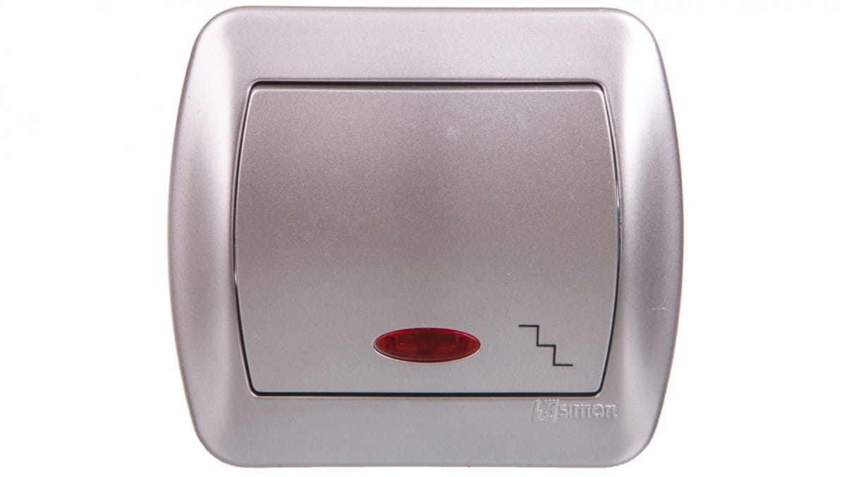Simon Akord Treppenhausschalter Mit Beleuchtung 10 Ax, 250 V Schraubklemmen Metallisiertes Aluminium Aw6l/26