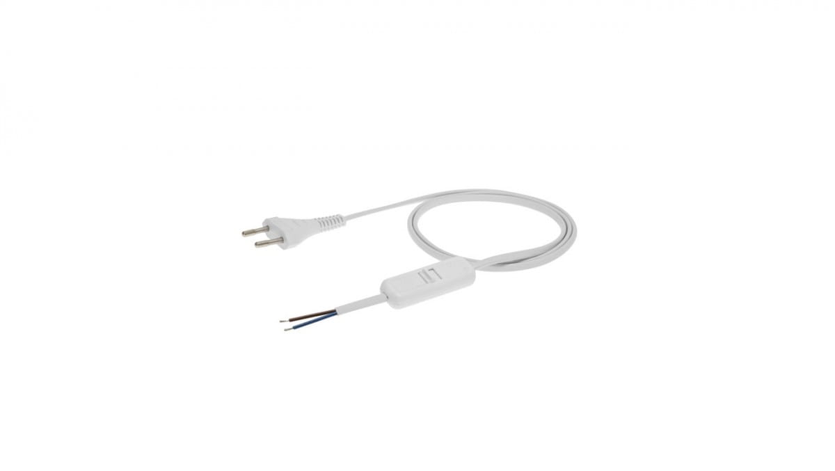 Kabel Mit Schalter Mit Flachstecker B/u H03vvh2-f 2x0,5 Weiß S-13w-0,5-2-1 /2m/