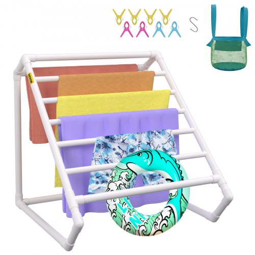 Handtuchständer Handtuchhalter Mit 8 Handtuchstangen Freistehend, Spa Schwimmbäder Handtuchhalter 138 X 138 X 140 Cm Weiß Tragkraft 30 Kg, Pvc Handtuchständer Mit 8 Handtuchklammern & 1 Haken