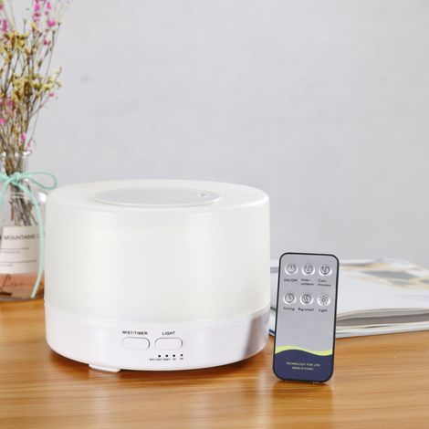 (farbe: Weiß, Größe: 500 Ml) 500-ml-aromaöl-diffusor, Ultraschall-aromatherapie-ölverdampfer, Luftbefeuchter Für Innenräume, 7 Lichtfarben, 3 Timer-einstellungen Und Automatikbetrieb