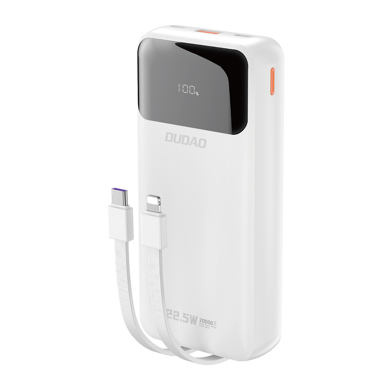 Powerbank 20000mah 22,5w Pd Usb-c Usb-a Mit Integriertem Iphone Lightning Usb-c Kabel - Weiß