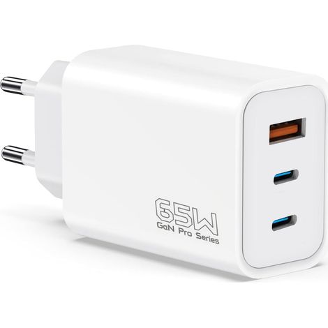 65-w-schnellladegerät Mit Usb-c-technologie, 3-port-gan-technologie Mit Pd- Und Qc3.0-ladefunktion, 3-in-1-usb-c-ladegerät Für Iphone 17/16 Pro Max, Galaxy S24/23/s22, Macbook Pro/air