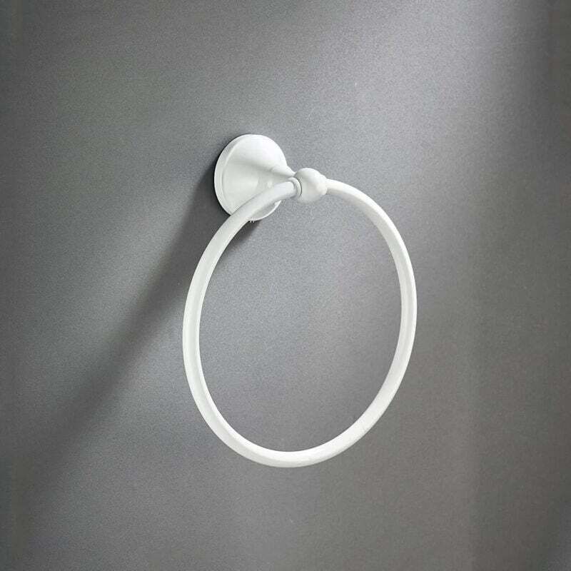 Weißer Handtuchring, Wandmontage, Badezimmeraccessoire Aus Messing, Weiß Lackiert