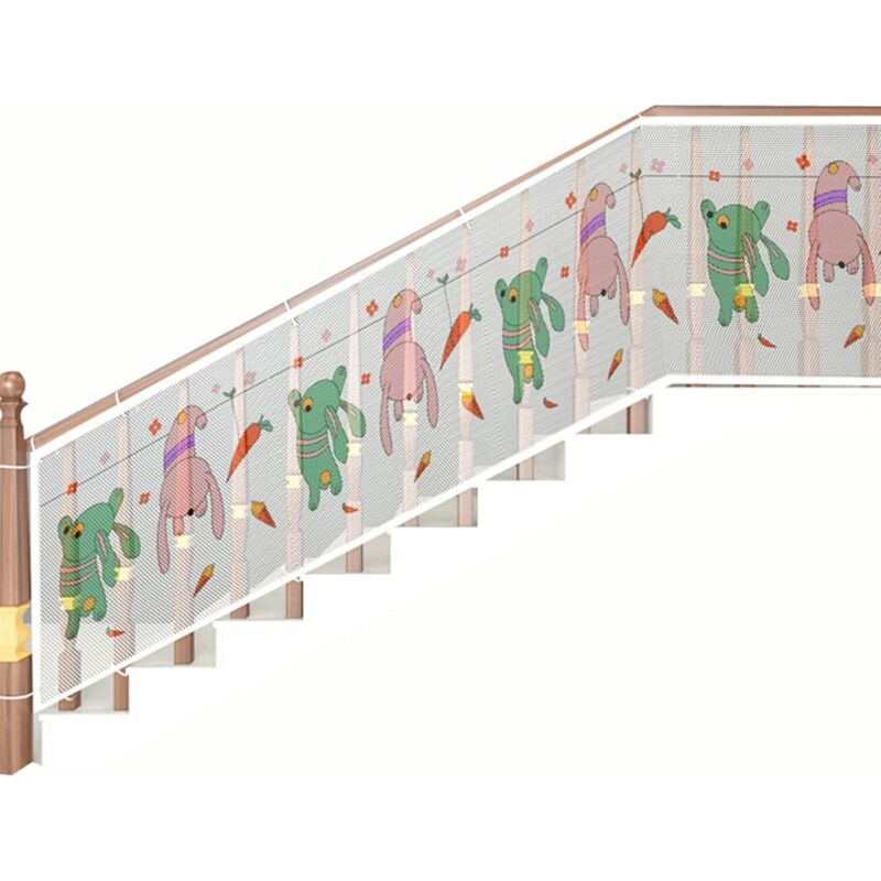 Treppenschutznetz, 6 M X 79 Cm, Tiermuster, Strapazierfähig Und Niedlich Für Kinder Und Haustiere