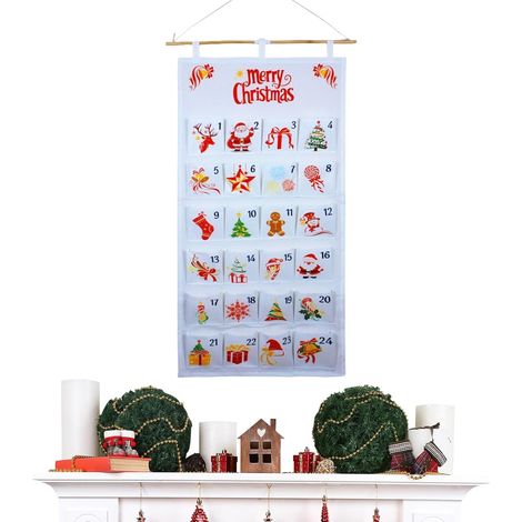 Adventskalender 2025 Im Taschenformat – 24-tägige Aufbewahrungstasche – Countdown-wandkalender Für Süßigkeiten, Snacks, Schmuck, Schokolade, Wohnzimmer, Schlafzimmer