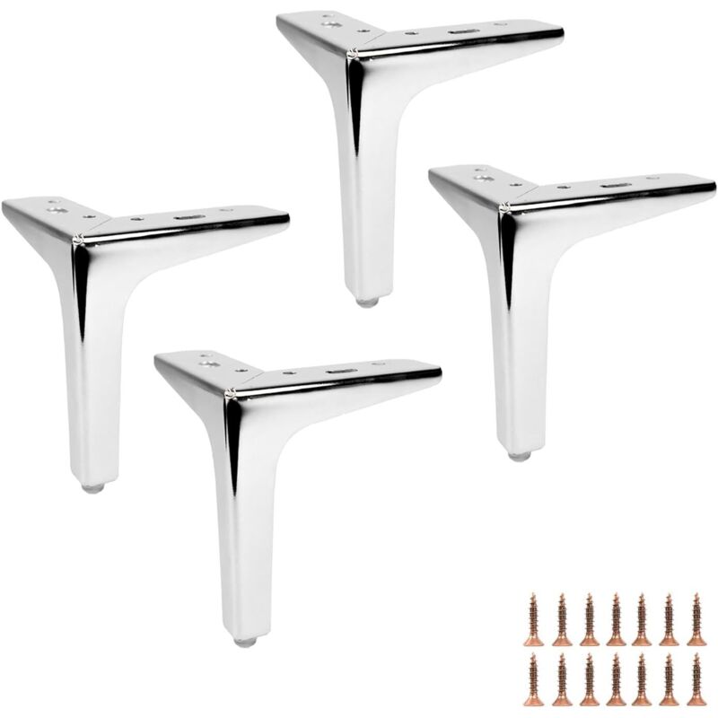 Set Mit 4 Verchromten Metallfüßen, Höhe 15 Cm, Füße Für Möbel, Sofas, Kleiderschränke, Einfache Und Stabile Installation