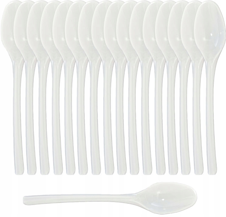 Wiederverwendbare Plastiklöffel, Weißes Besteck, Desserts, Kaffee, 100 Stück.