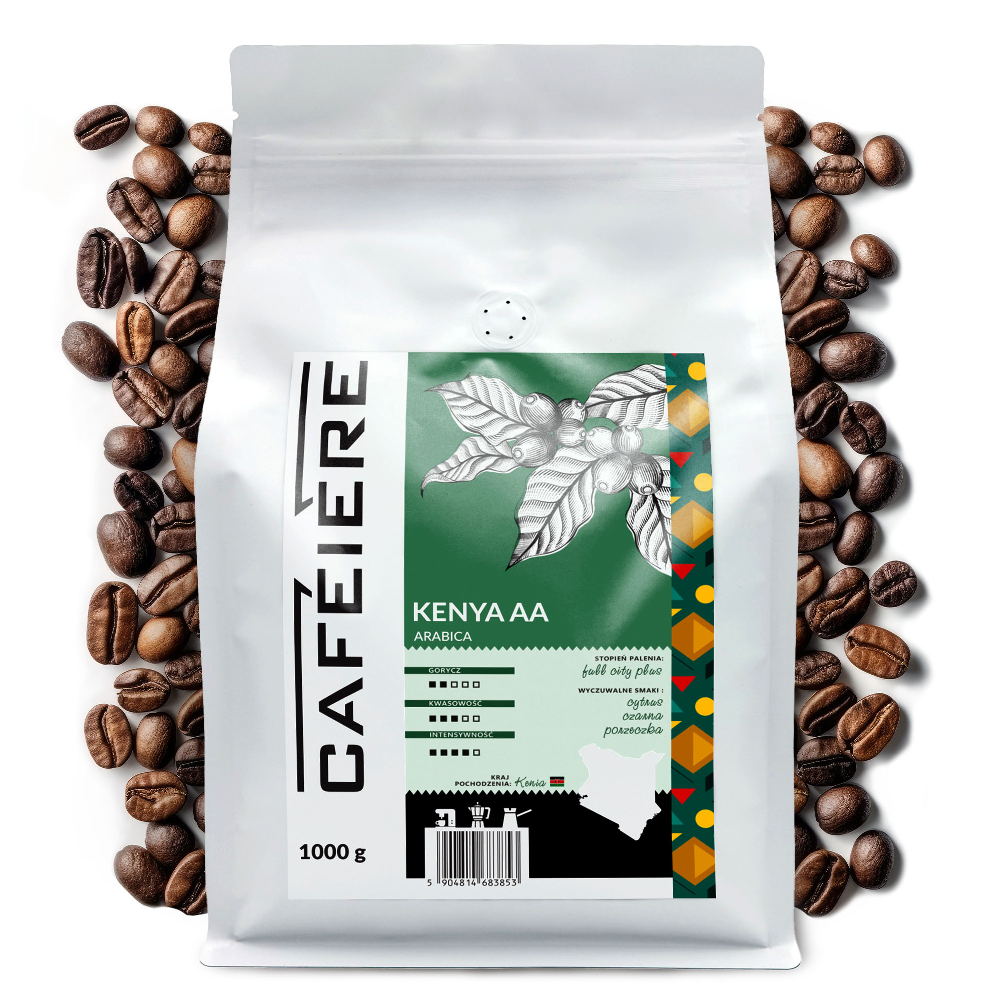 Kaffeebohnen Der Sorte Coffeeiere Arabica Kenia Aa, 1 Kg