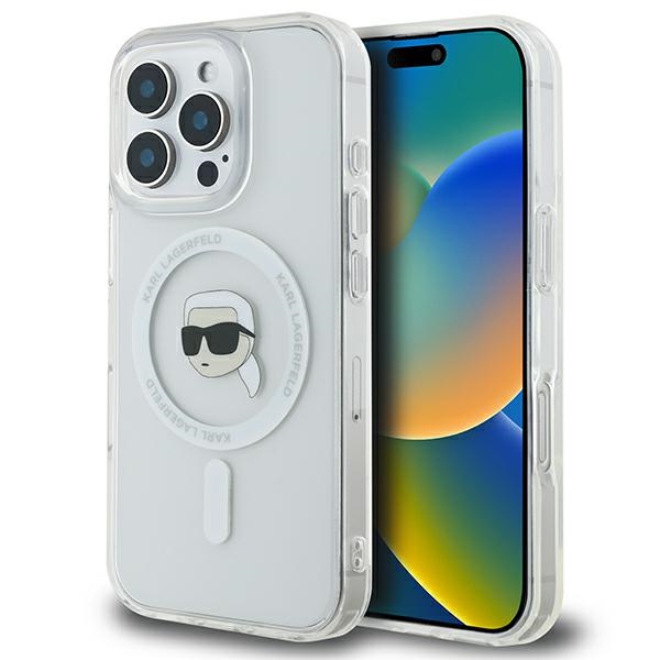 Karl Lagerfeld Klhmp16lhlskih Iphone Pro 6,3" Weiße Hartschalen-hülle Iml Metal Karl Head Magsafe