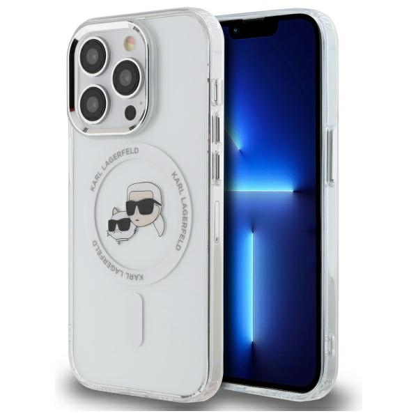 Karl Lagerfeld Klhmp14xhlskch Iphone 14 Pro Max 6,7" Weiße/weiße Hartschalen-hülle Iml Metal Karl&choupette Head Magsafe