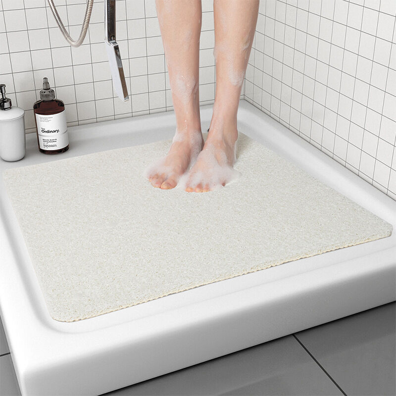 Weiße, Rutschfeste Duschmatte, 60 X 60 Cm, Rutschfeste Badematte Mit Ablauf, Weiche Pvc-luffa-badematte Für Das Badezimmer, Schnell Trocknend