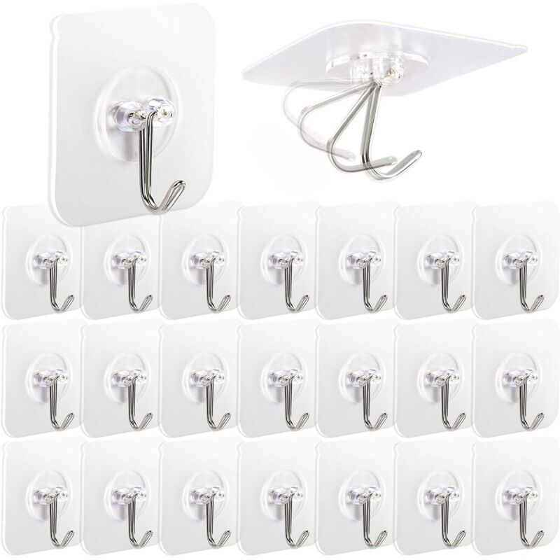 22 Stück Selbstklebende Haken, Transparent, Zum Aufhängen Von 6x6 Cm Großen Gegenständen In Bad, Küche, An Decke, Wand, Tür, Bademänteln Und Handtuchhaltern