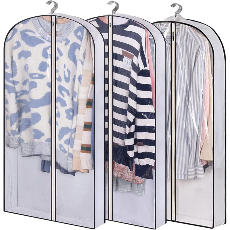 Schutz- Und Feuchtigkeitsbeständige Kleidersäcke, 60 X 100 Cm, 3er-set Für Jacken, Mäntel, Pullover, Hemden (weiß)