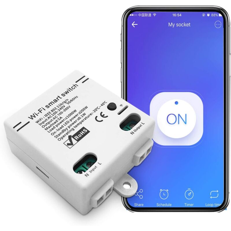 Intelligenter Wlan-smart-schalter Mit Universeller Drahtloser Fernbedienung, Sprachsteuerung Und Timer, Diy-schalter, 2,4-ghz-wlan-fernbedienung, Kompatibel Mit Alexa, Google Assistant Und Ifttt (1 St